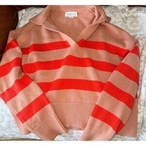 Velvet striped collared sweater
